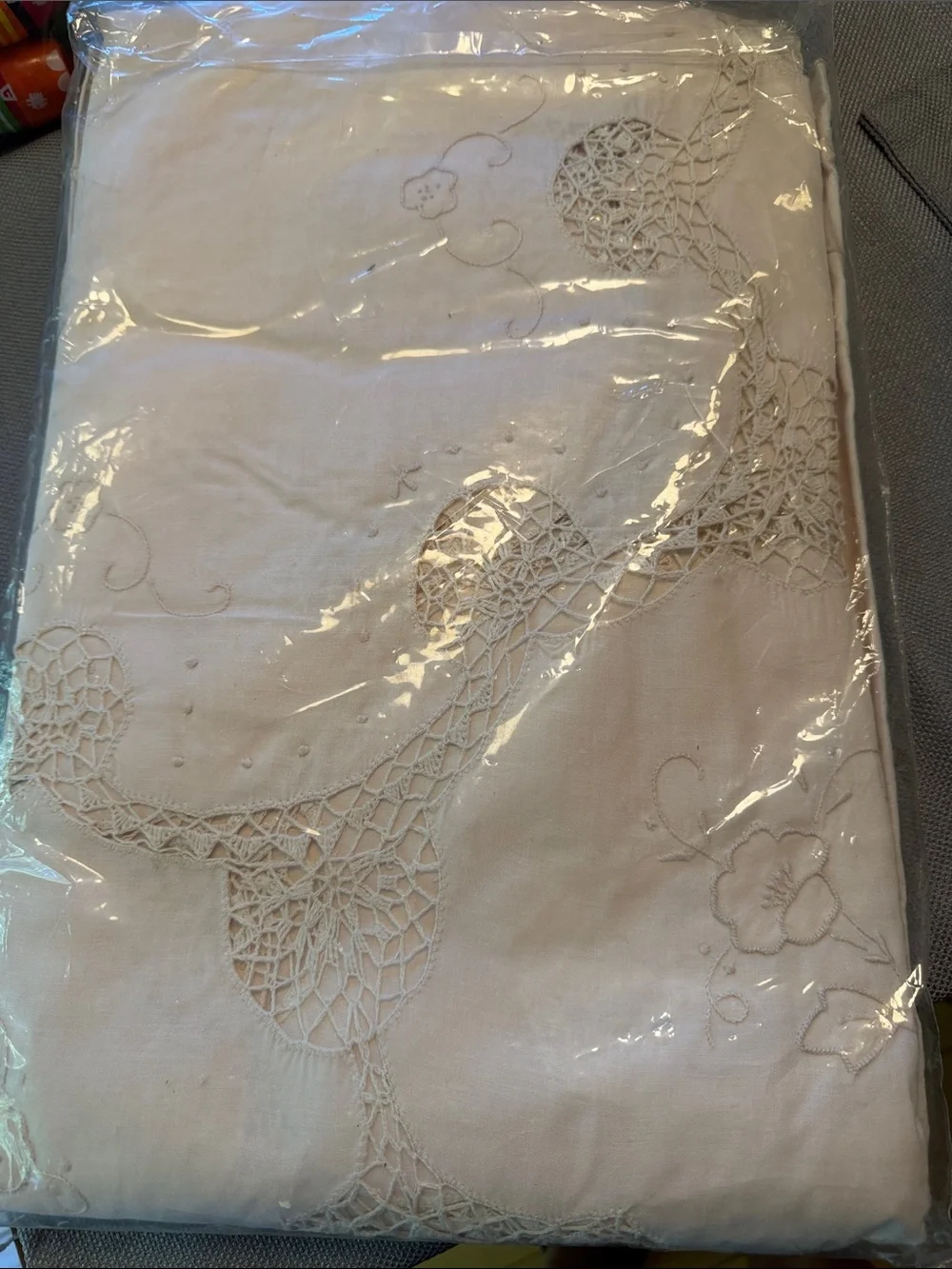 Europa Hand-Embroidered White Cotton Tablecloth by Tessile Inc.